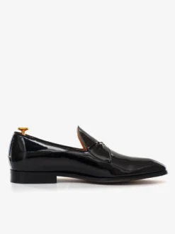 Mocassins Chaussures de Mariage Soirée hommes à bout rond et tige en PU verni
