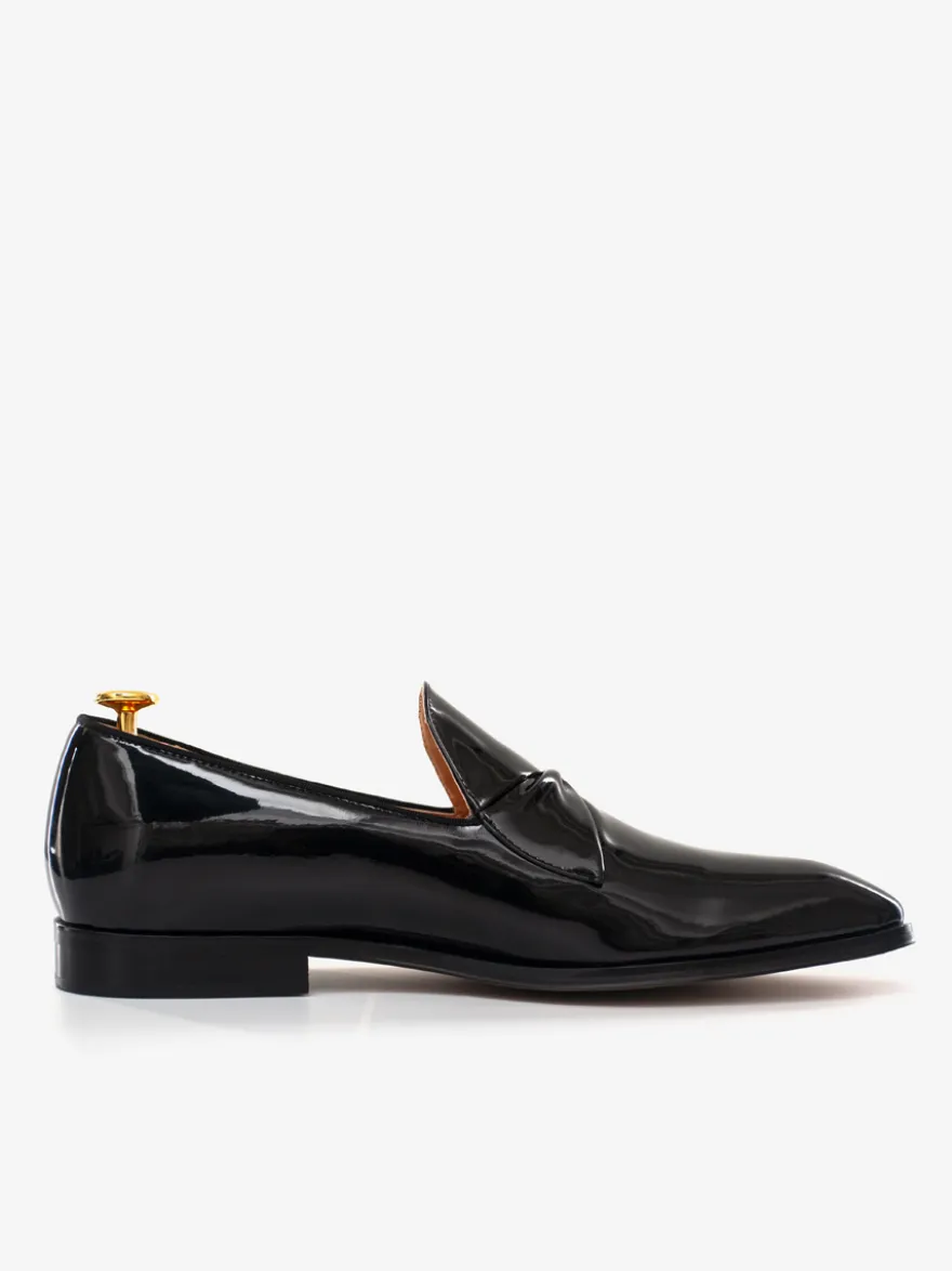 Mocassins Chaussures de Mariage Soirée hommes à bout rond et tige en PU verni