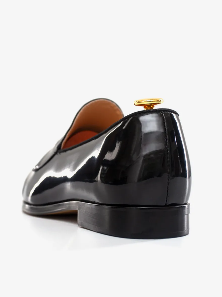 Mocassins Chaussures de Mariage Soirée hommes à bout rond et tige en PU verni