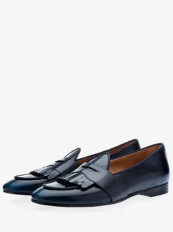 Mocassins Chaussures de Mariage Soirée Homme avec Bout Rond Unicolore