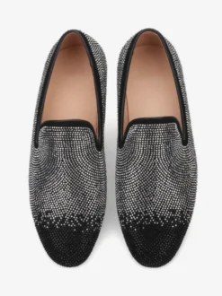 Mocassins Chaussures de Mariage Soirée hommes à enfiler avec strass - Bout rond en micro daim - Chaussures de bal de promo de mariage