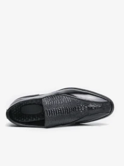 Mocassins classiques à enfiler pour hommes imprimés en cuir talons bas épais chaussures habillées rétro à bout pointu confortables légères et antidérapantes