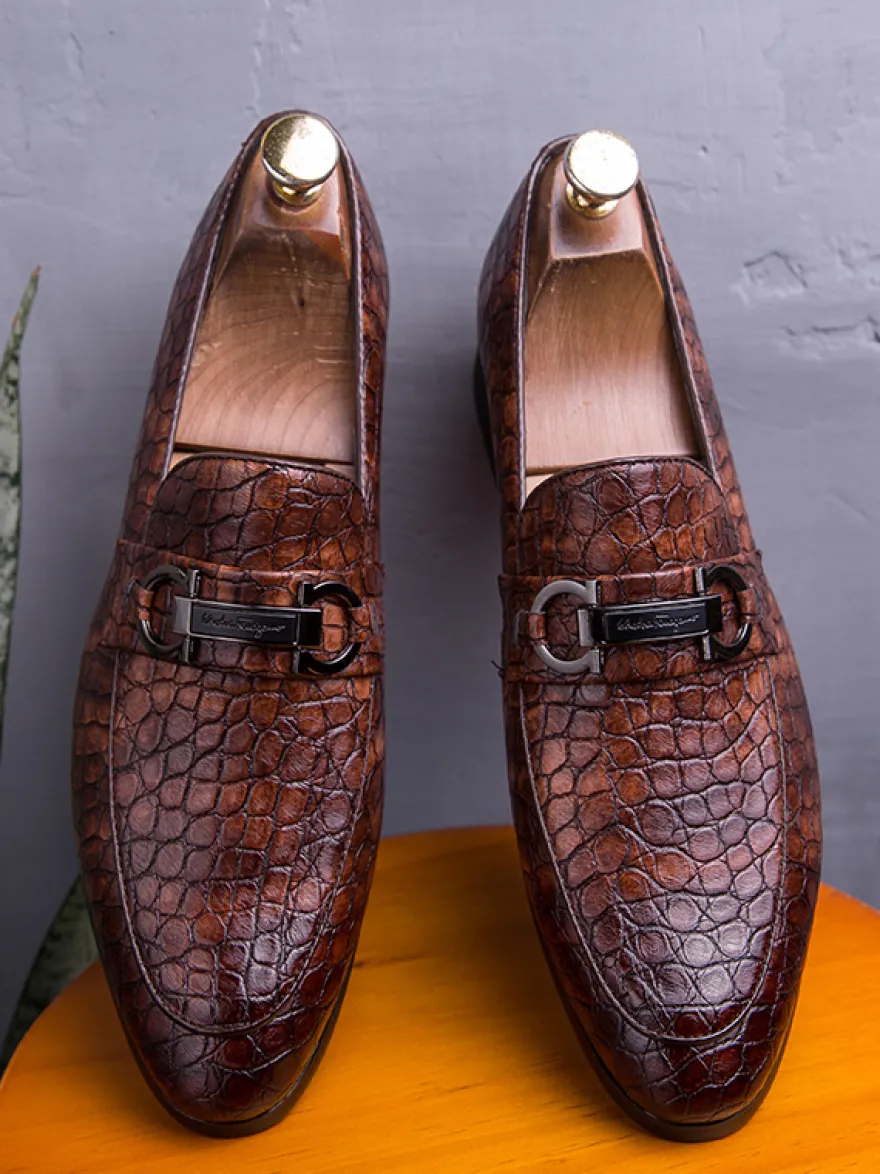 Mocassins décontractés à bout rond pour hommes chaussures en cuir
