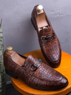 Mocassins décontractés à bout rond pour hommes chaussures en cuir