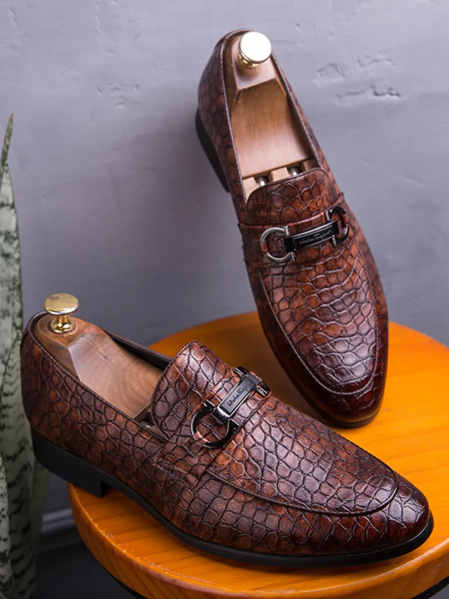 Mocassins décontractés à bout rond pour hommes chaussures en cuir
