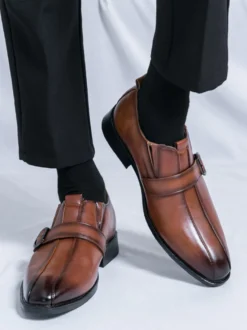 Mocassins décontractés pour hommes bout rond boucle à enfiler