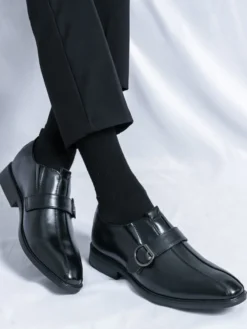 Mocassins décontractés pour hommes bout rond boucle à enfiler