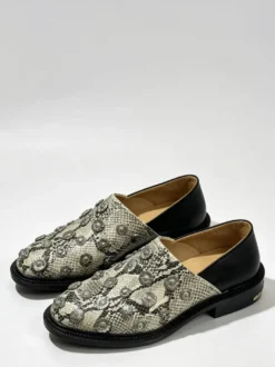 Mocassins décontractés pour hommes bout rond motif serpent ornés de perles