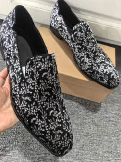 Mocassins de bal pour hommes bout carré chaussures habillées à enfiler