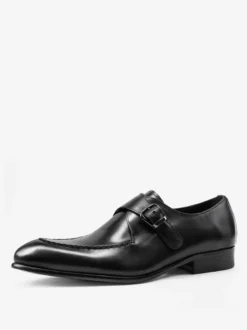 Mocassins en cuir PU pour hommes chaussures de mariage avec sangle de moine
