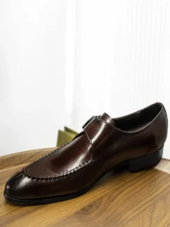 Mocassins en cuir PU pour hommes chaussures de mariage avec sangle de moine