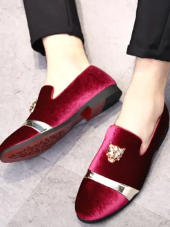Mocassins en daim pour hommes bout rond chaussures plates à enfiler pour les bals de fin d'année