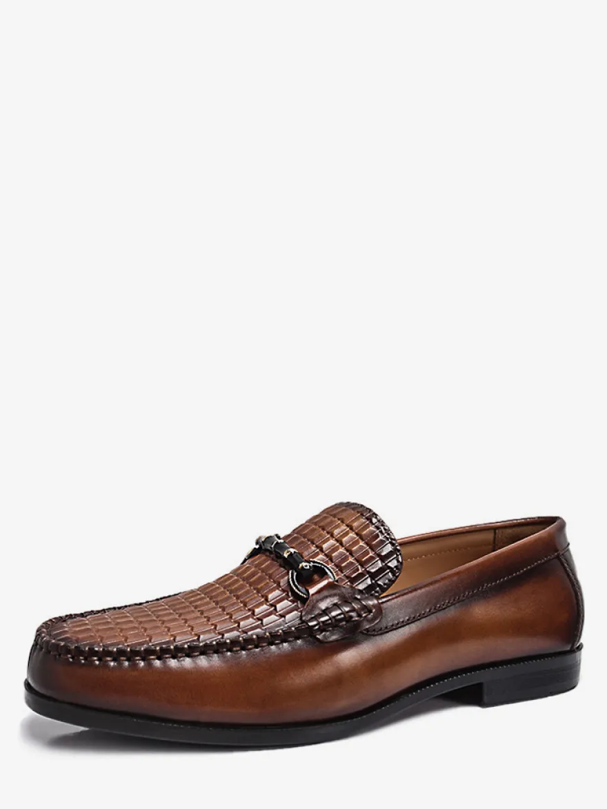 Mocassins à enfiler pour homme chaussures à talons bas en cuir de crocodile