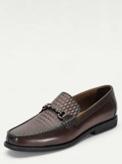 Mocassins à enfiler pour homme chaussures à talons bas en cuir de crocodile
