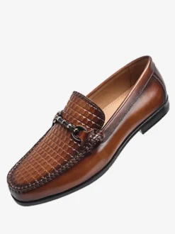 Mocassins à enfiler pour homme chaussures à talons bas en cuir de crocodile