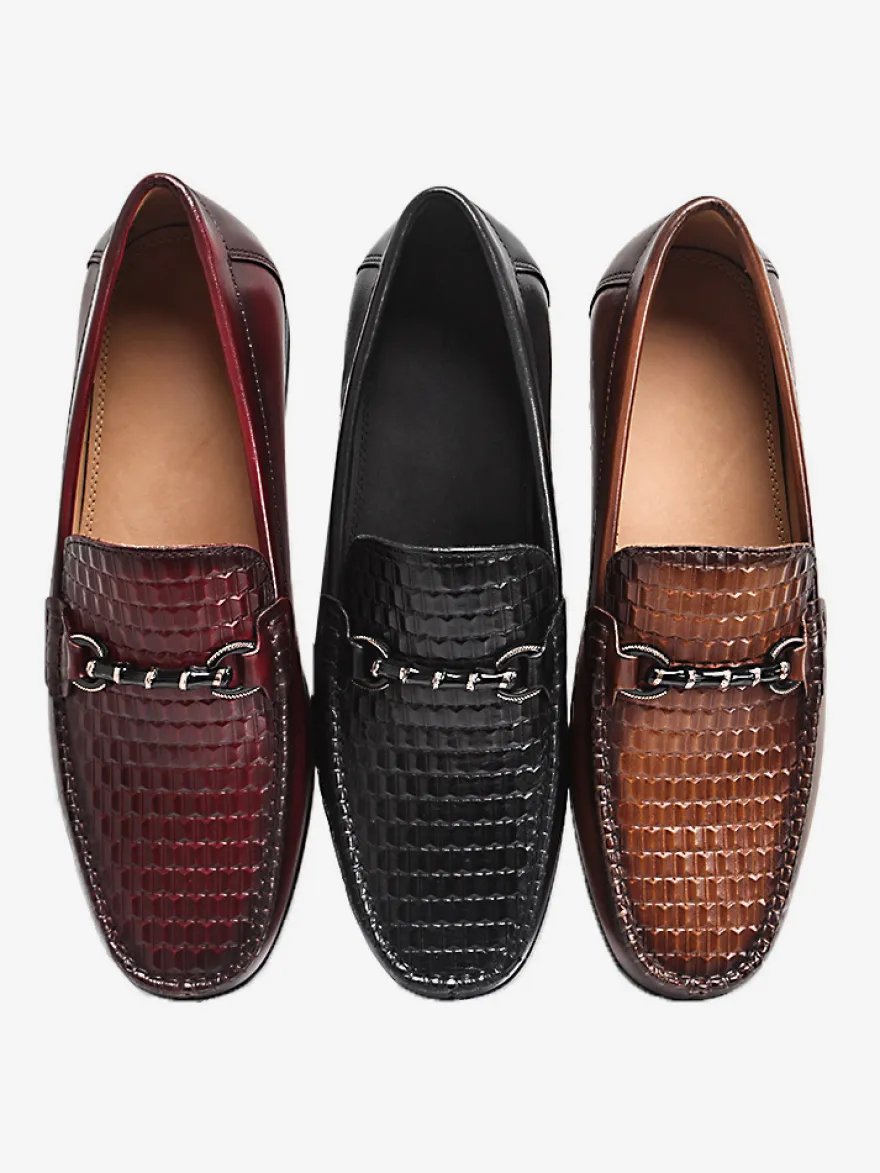 Mocassins à enfiler pour homme chaussures à talons bas en cuir de crocodile