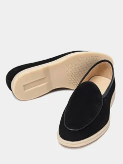 Mocassins à enfiler pour hommes bout rond en cuir de vache