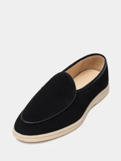 Mocassins à enfiler pour hommes bout rond en cuir de vache