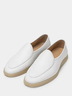 Mocassins à enfiler pour hommes bout rond en cuir de vache