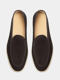 Mocassins à enfiler pour hommes bout rond en cuir de vache