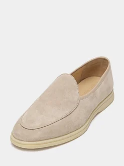 Mocassins à enfiler pour hommes bout rond en cuir de vache