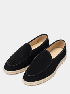 Mocassins à enfiler pour hommes bout rond en cuir de vache