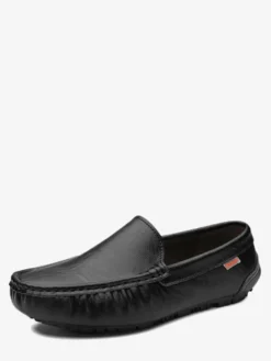 Mocassins à enfiler pour hommes chaussures de pont en similicuir à bout rond légères antidérapantes et flexibles