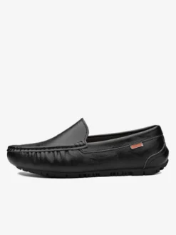 Mocassins à enfiler pour hommes chaussures de pont en similicuir à bout rond légères antidérapantes et flexibles