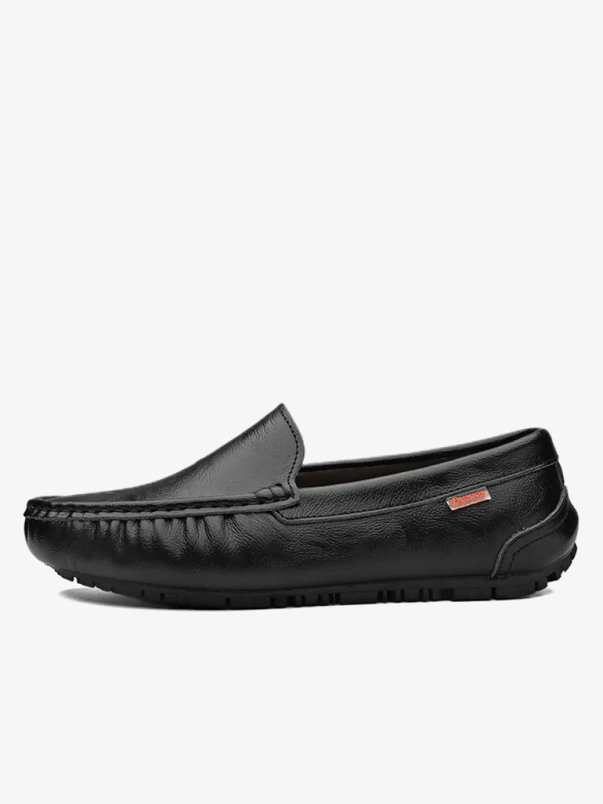 Mocassins à enfiler pour hommes chaussures de pont en similicuir à bout rond légères antidérapantes et flexibles