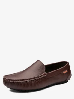 Mocassins à enfiler pour hommes chaussures de pont en similicuir à bout rond légères antidérapantes et flexibles