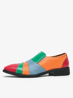 Mocassins à enfiler pour hommes couleur unie grande taille en cuir décontractés à bout pointu respirants pour soirées