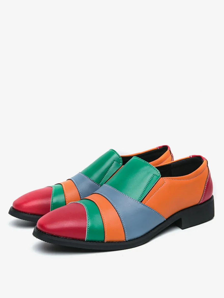 Mocassins à enfiler pour hommes couleur unie grande taille en cuir décontractés à bout pointu respirants pour soirées