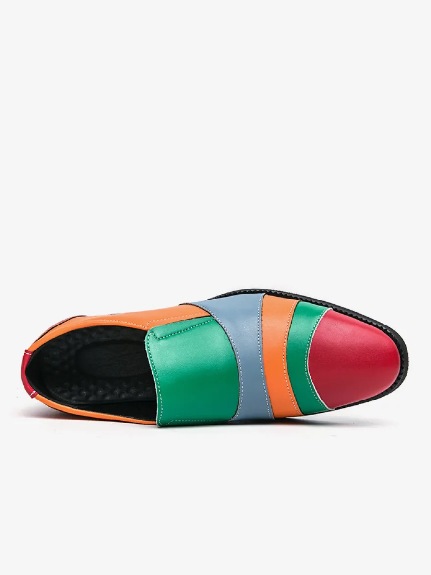 Mocassins à enfiler pour hommes couleur unie grande taille en cuir décontractés à bout pointu respirants pour soirées