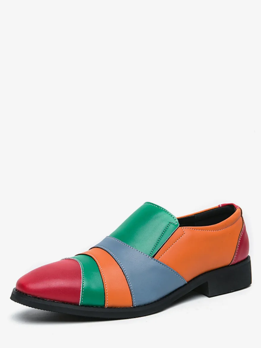 Mocassins à enfiler pour hommes couleur unie grande taille en cuir décontractés à bout pointu respirants pour soirées