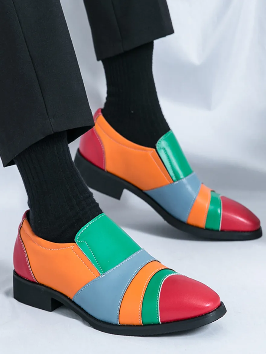 Mocassins à enfiler pour hommes couleur unie grande taille en cuir décontractés à bout pointu respirants pour soirées