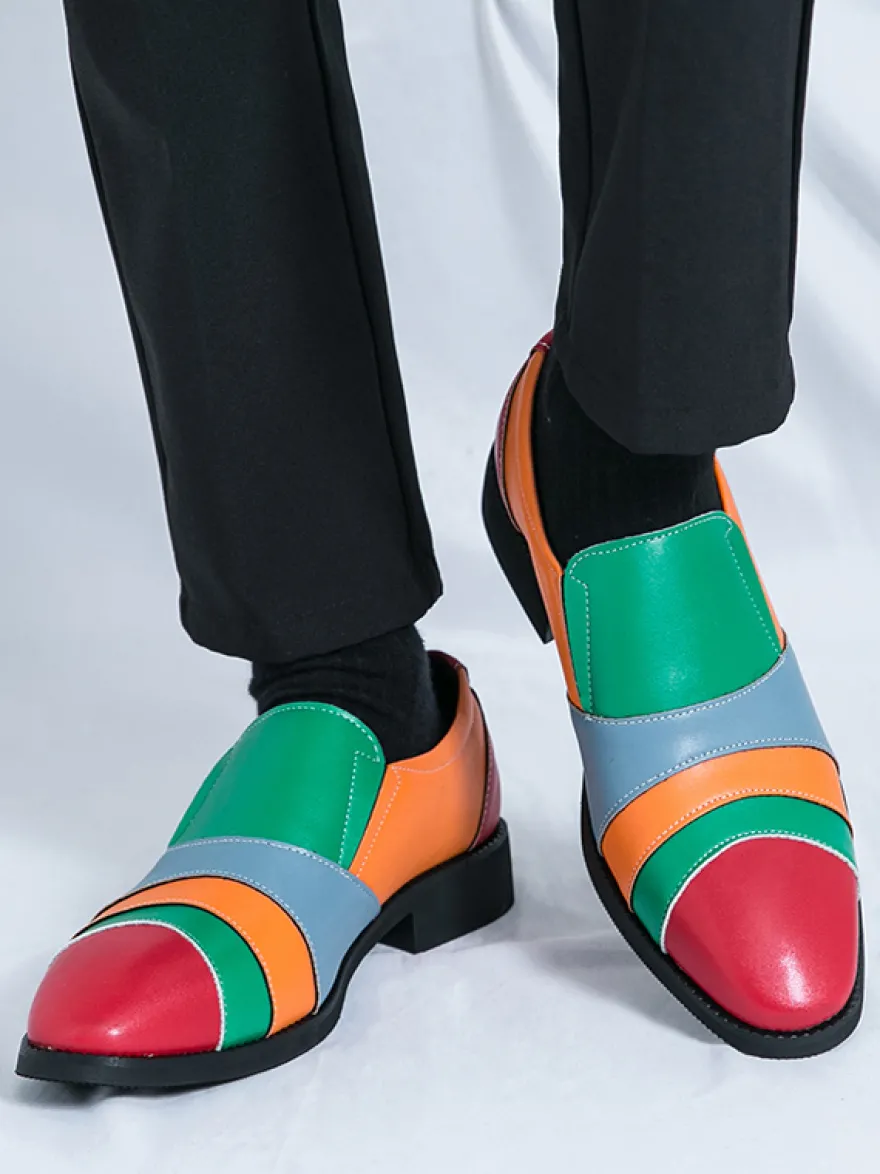 Mocassins à enfiler pour hommes couleur unie grande taille en cuir décontractés à bout pointu respirants pour soirées
