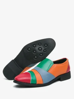Mocassins à enfiler pour hommes couleur unie grande taille en cuir décontractés à bout pointu respirants pour soirées