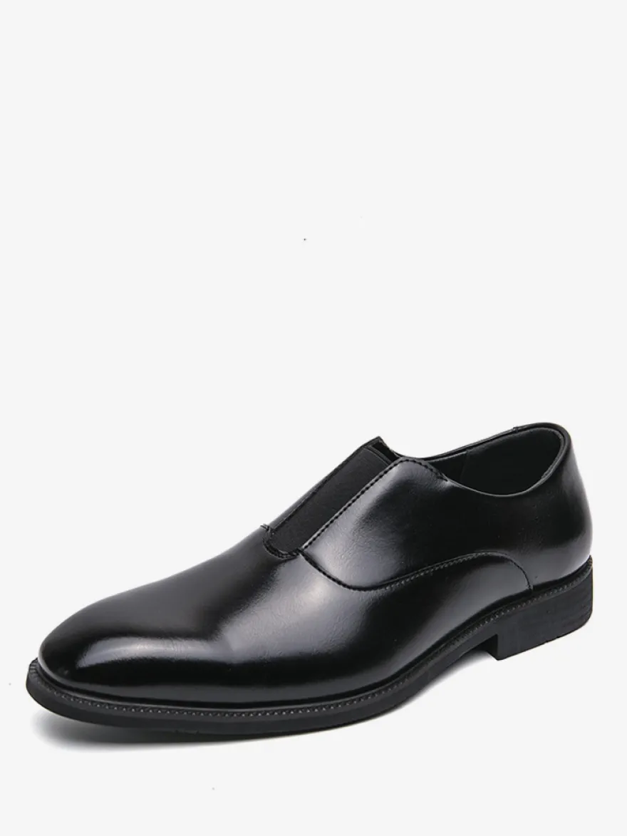 Mocassins à enfiler pour hommes plateforme bout carré en PU pour mariage bal de promo