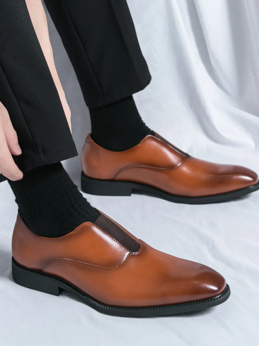 Mocassins à enfiler pour hommes plateforme bout carré en PU pour mariage bal de promo