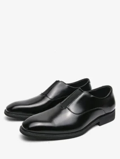 Mocassins à enfiler pour hommes plateforme bout carré en PU pour mariage bal de promo