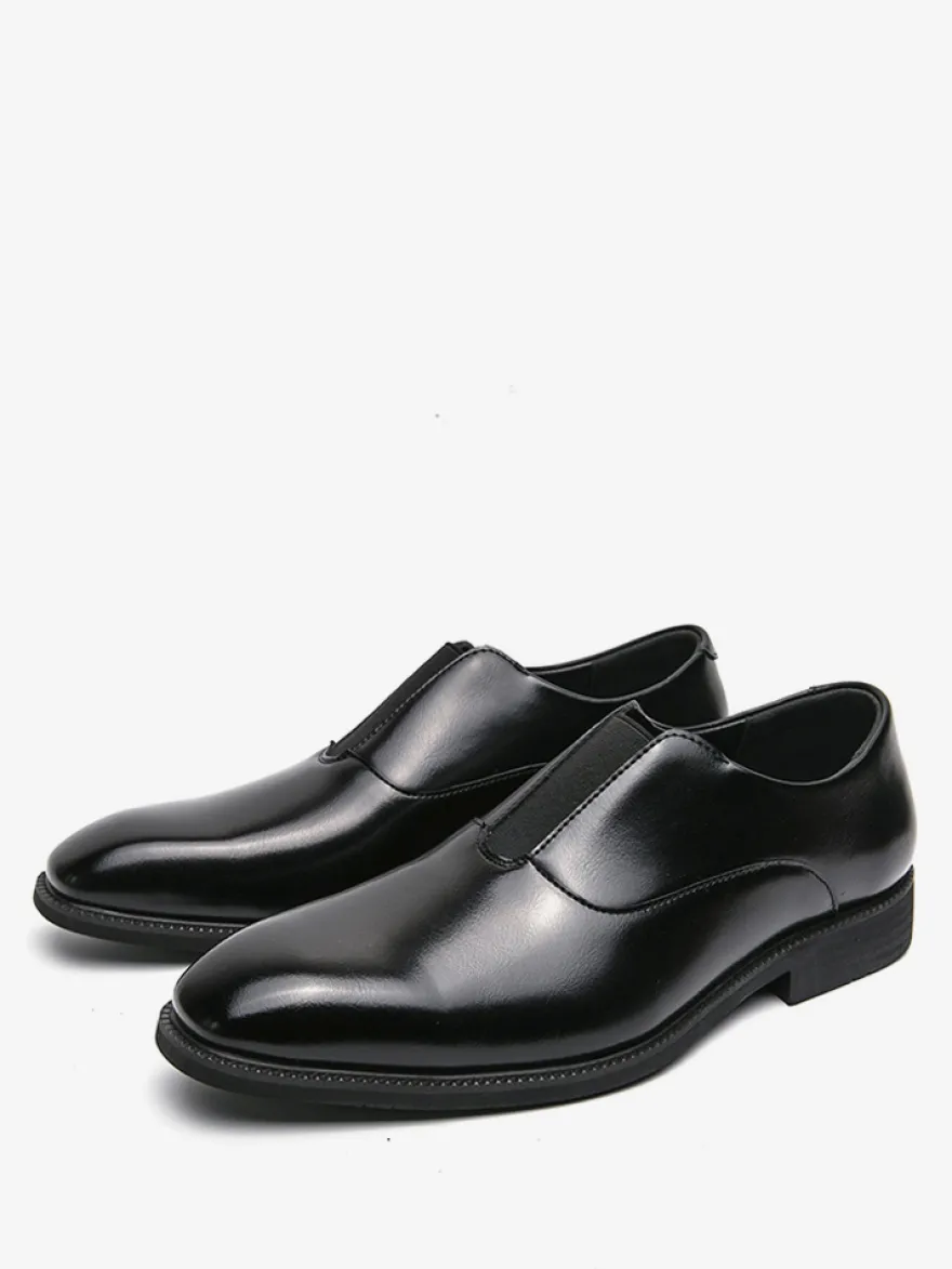 Mocassins à enfiler pour hommes plateforme bout carré en PU pour mariage bal de promo