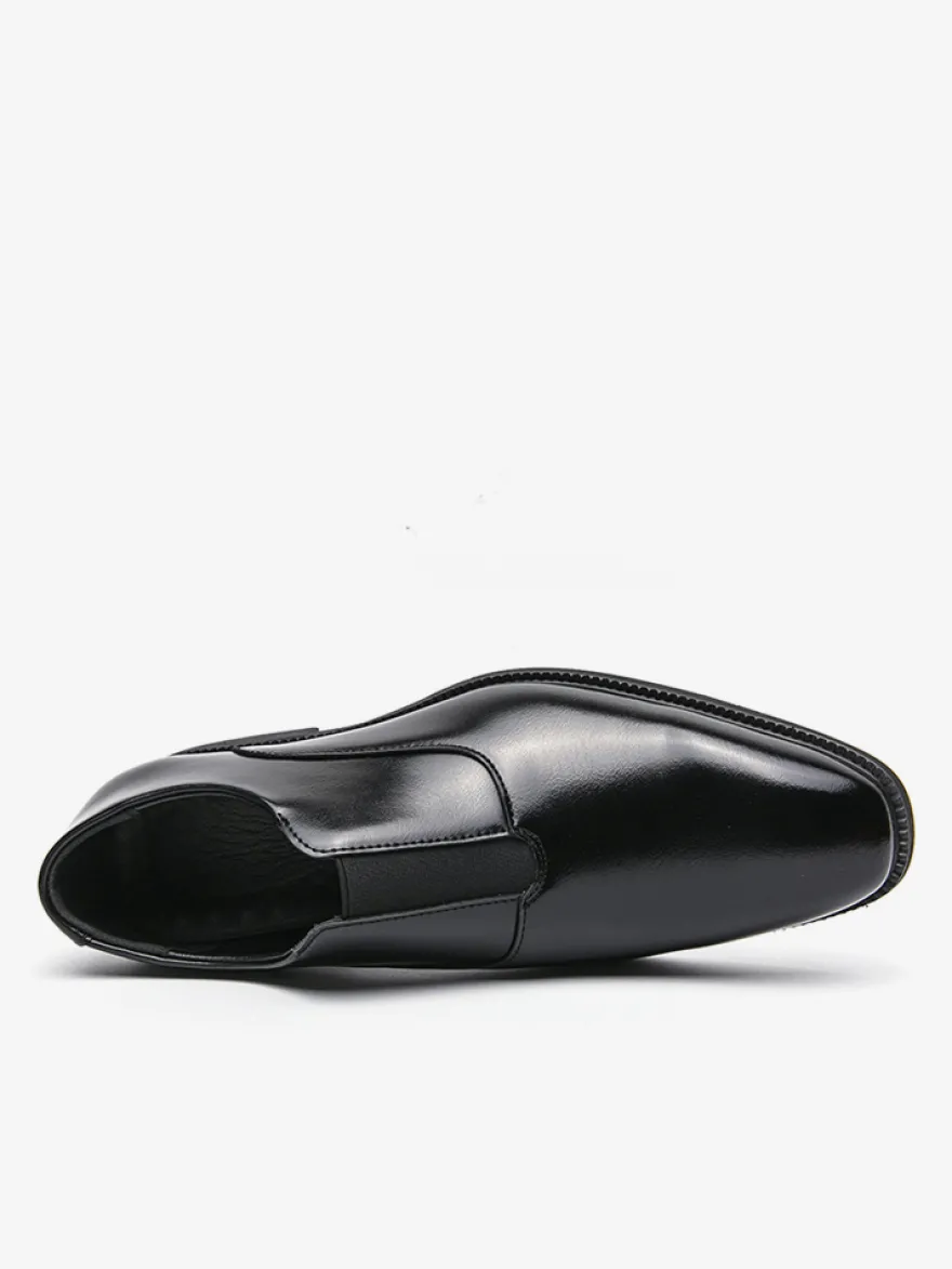 Mocassins à enfiler pour hommes plateforme bout carré en PU pour mariage bal de promo