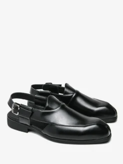Mocassins à enfiler pour hommes chaussures à bride arrière et bout carré en PU