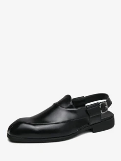 Mocassins à enfiler pour hommes chaussures à bride arrière et bout carré en PU
