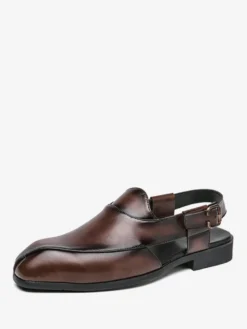 Mocassins à enfiler pour hommes chaussures à bride arrière et bout carré en PU