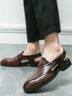 Mocassins à enfiler pour hommes chaussures à bride arrière et bout carré en PU
