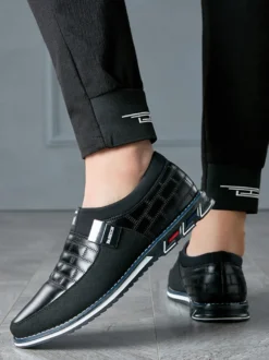 Mocassins à enfiler pour hommes chaussures Oxford à pointes chaussures habillées en cuir et daim