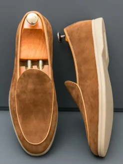 Mocassins à enfiler pour hommes chaussures à bout pointu en daim chaussures à talons bas chaussures décontractées