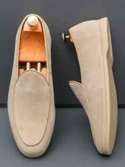 Mocassins à enfiler pour hommes chaussures à bout pointu en daim chaussures à talons bas chaussures décontractées