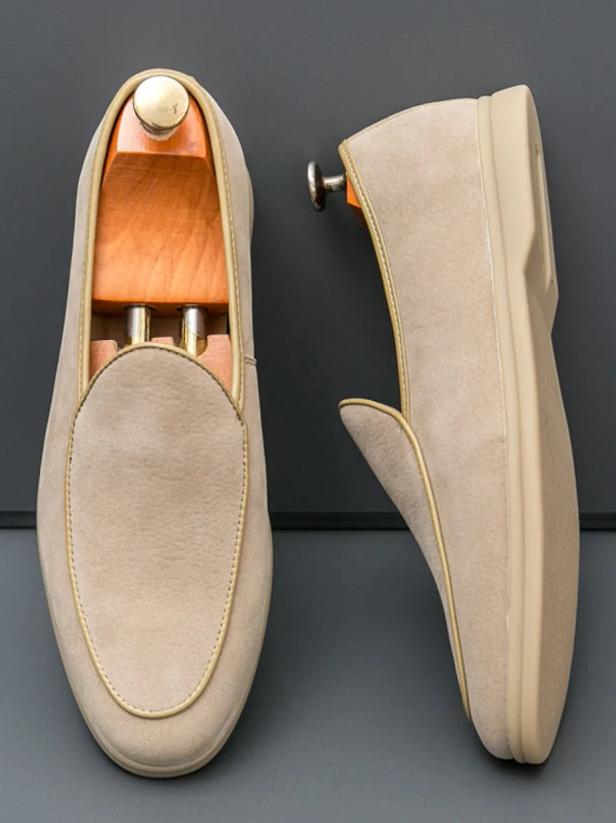 Mocassins à enfiler pour hommes chaussures à bout pointu en daim chaussures à talons bas chaussures décontractées